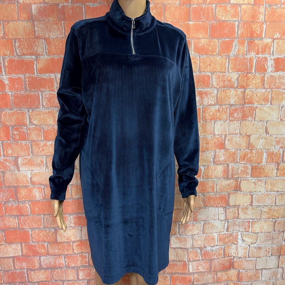 AnyBody Ribbed Velour Long Sleeve‎ Shift Dress